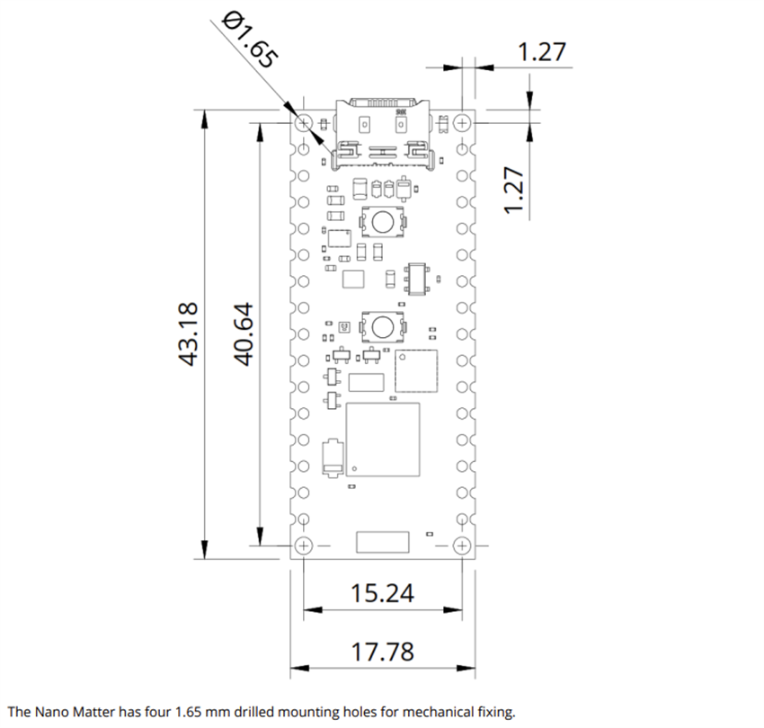 Plan mécanique - Arduino Carte Nano Matter ABX00137